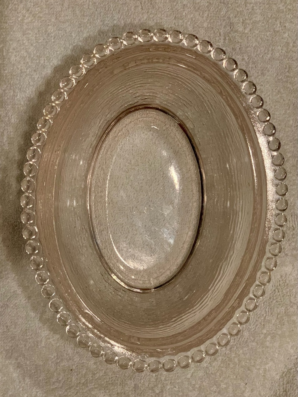 Vintage Indiana Glass HON Hen on nest BASE ONLY light pink beaded rim - Picture 3 of 10